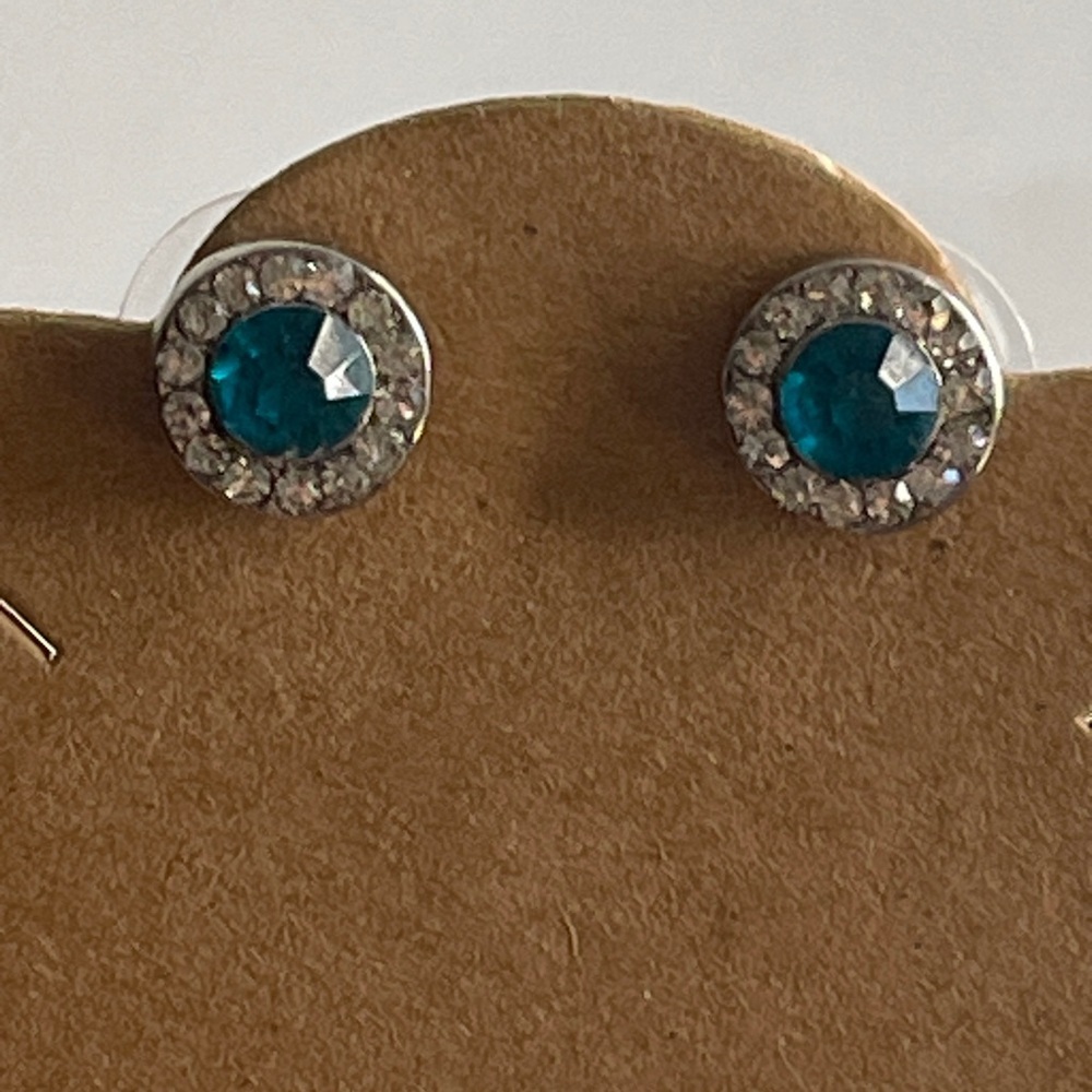 NWT Silver and Teal Stud Earrings - Picture 4 of 6